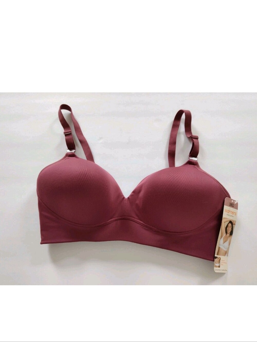 Warners Convertible Comfort Wirefree Bra Size 38D Berry Lightly Lined Smoothing